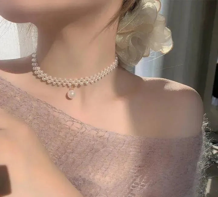 Elegant Pearl Choker Necklace Set 🤍✨