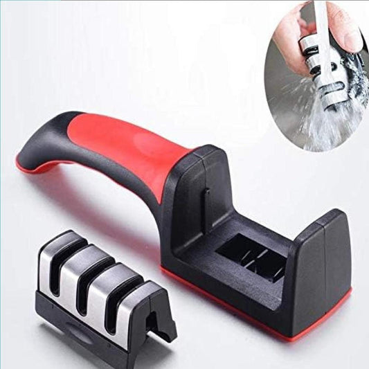 🔪 3-in-1 Knife Sharpener ⚡ | Stainless Steel Sharpening Tool 🖤❤️