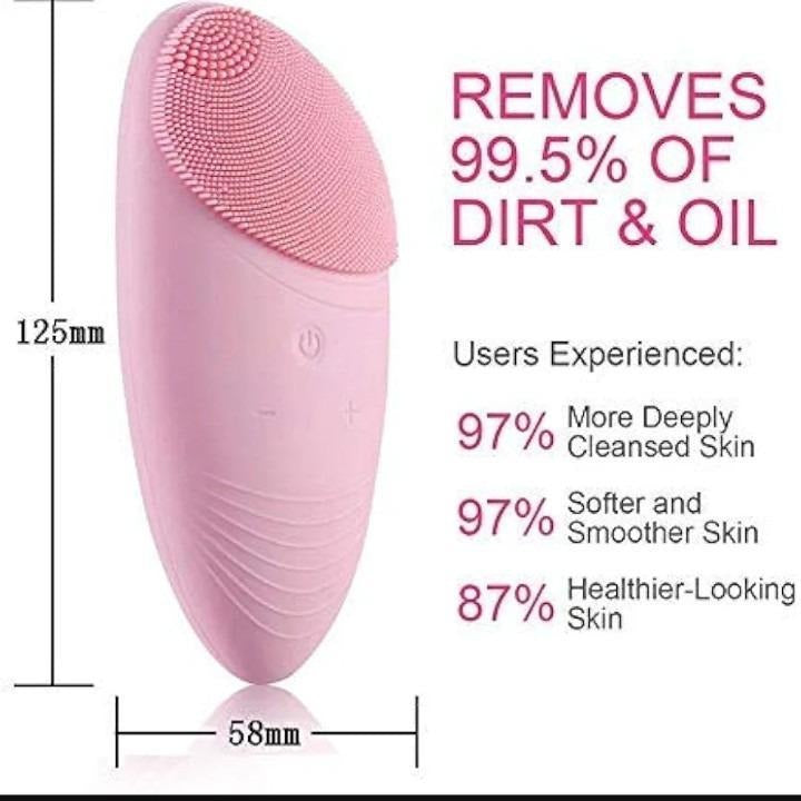 Rechargeable Waterproof Facial Cleansing Brush – Silicone Face Scrubber & Deep Pore Cleanser (Pink) 💖✨
