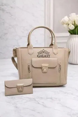 Galaxy Luxury Women’s Leather Handbag Set 👜✨ | Designer Tote Bag with Matching