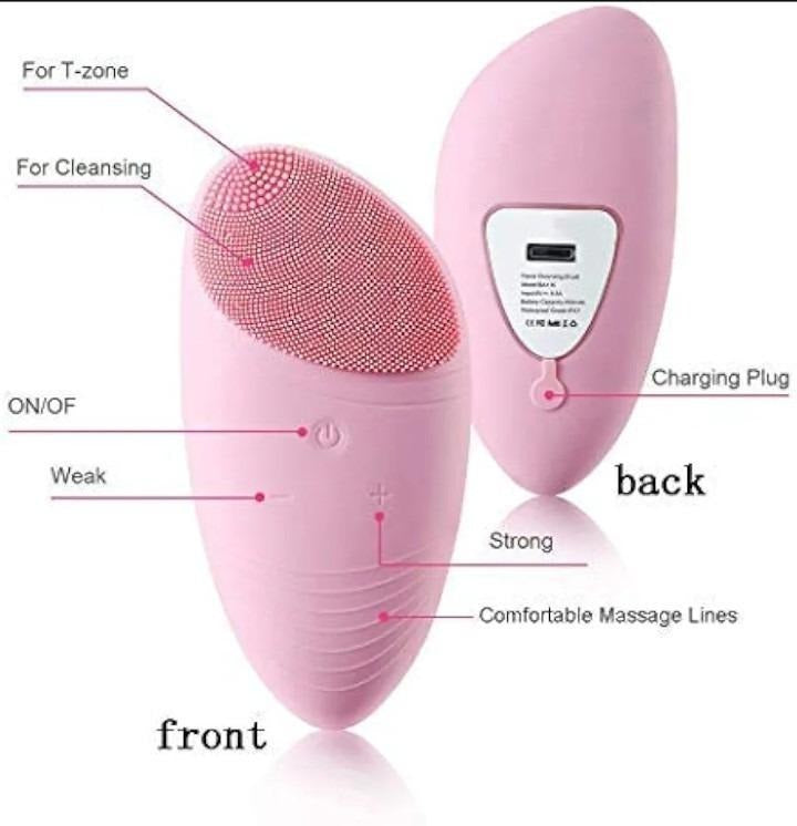 Rechargeable Waterproof Facial Cleansing Brush – Silicone Face Scrubber & Deep Pore Cleanser (Pink) 💖✨